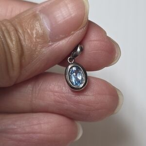 vintage blue gemstone sterling silver 925 Dainty Delicate pendant
